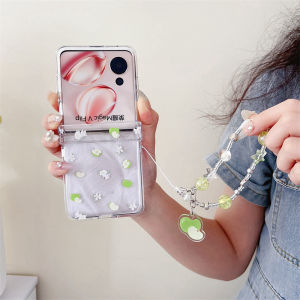 For 2026 Samsung Z Flip 8 Z Flip 7 Z Flip 6 Z Flip 5 4 3 Case Folding screen mobile phone case Simple painted oil painting graffiti flowers three-piece PC hard case With hinge