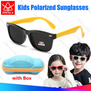 IMPALA PG1806Q Fashion Kids Polarized Sunglasses for Boys and Girls 2-8 Years Old Elastic Frame UV Protective Glasses Replaceable Lens with Cute Car-Shaped Glasses Case