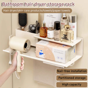 ชั้นวางเครื่องเป่าผมแบบไม่ต้องเจาะชั้นเก็บของในห้องน้ำแบบแขวน ชั้นวางอ่างล้างจาน