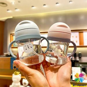 MD แก้วหัดดืมน้ำเด็ก 250 มล แก้วพลาสติกอนุบาล ใส่นม หลอดนิ่ม พกพาได้ง่าย Childrens straw cup