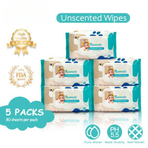 5 Packs x 80 Sheet No- Unscented Safe Baby Gentle  Baby Essentials Set Bundle