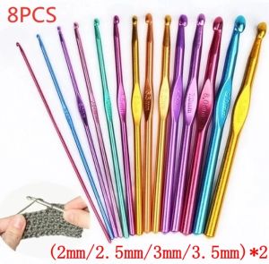 Polocat 8pcs 2/2.5/3/3.5mm Aluminum Oxide Knitting Needles Crochet Needles Set For Knitting Sweater Yarn Knitting Hook Tools