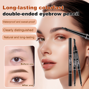 ⚡【Long-lasting color】⚡ Beveled eyebrow pencil Waterproof sweat-proof and smudge-proof eyebrow pencil One-stroke smooth eyebrow pencil No need to cut for perfect three-dimensional eyebrow makeup