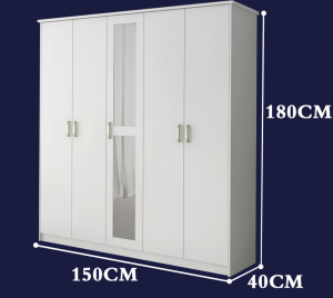 Homelife 5 Door Wardrobe Clothes Storage Cabinet Freestanding Wardrobe  Closed Clothes Closet Home Wardrobe