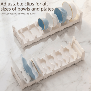 LINSBAYWU Built-in Under Cabinet Bowl Drain Rack Space Saving Adjustable Kitchen Dish Holder Thicken Easy Installation Plate Divider Stand Kitchen