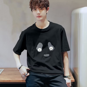 T Shirts for Men Crew Neck Cotton Plus Size T-shirt Short Sleeve Casual Loose Tide Brand Ins Panda Tshirt