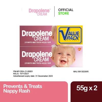 Drapolene Cream Prevents & Treats Nappy Rash Gently Soothes Irritation & Reduce Redness (2 x 55g)