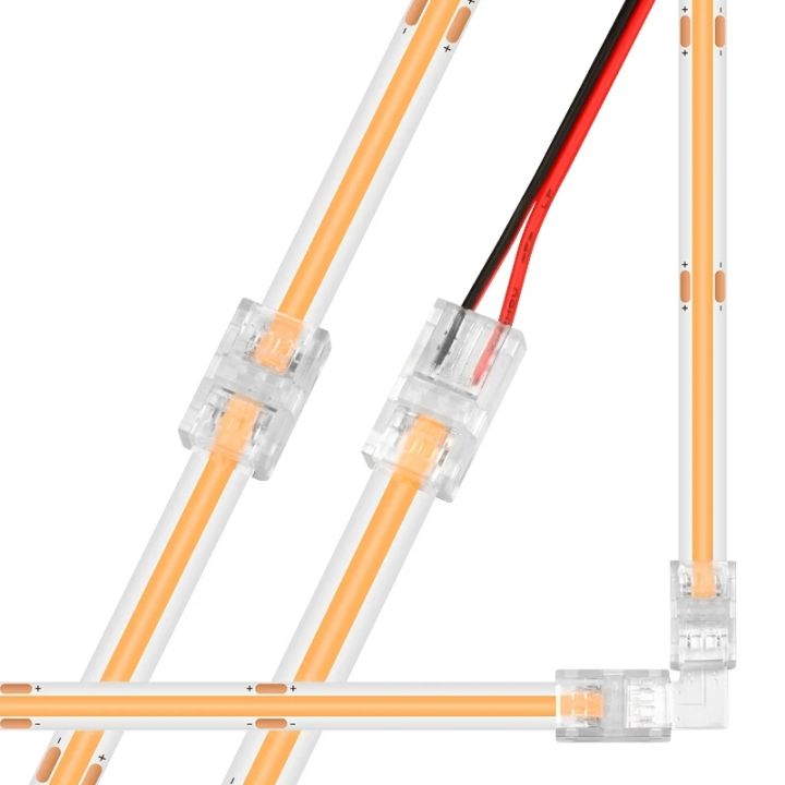 Horktrust 12x LED Streifen Verbinder 2-polig 8mm, Lötfreier LED Strip Connector, D2 Interlocking, für SMD/COB 5V-36V, 22 AWG