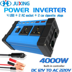 JUXING4000W Built-inSolar Controller Power Inverter Smart LED Display Inverter 12V-220V With 2 Universal AC SocketsFour USB4.2A Fast ChargingDual 12V On-board Electrical Interface