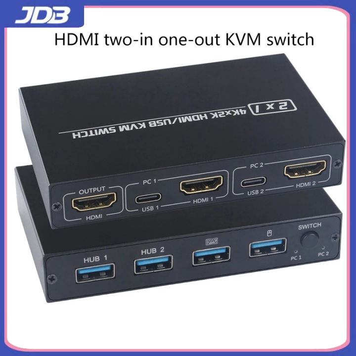 JDB 4K KVM switch HDMI compatible 2-port box USB for shared monitor ...