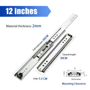 AOLISHENG 1 Pair Heavy Duty Drawer Slides 12 14 16 18 20 22 24 26 28 30 32 34 36 38 40 Inch 250 lb Load Capacity Side Mount Full Extension Ball Bearing Industrial Cabinet Rail Tool Box Runner Glide