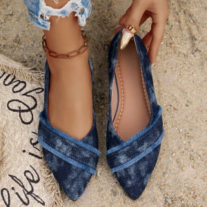 2025 New Model 36-43 Large Size Denim Color Flat Slip-On Shoes Comfortable Casual WomenS Shoes