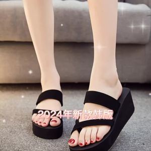[Free Shipping] 2026 New Korean Style Fashion Height-Increasing Wedge Sandals for Petite People Casual Thick-Soled Beach Sandals