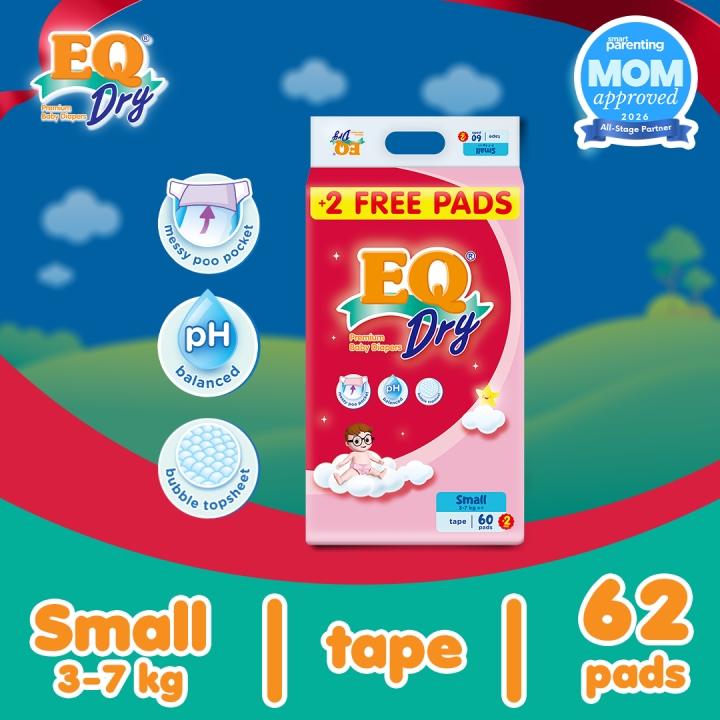 EQ Dry Small (3-7 kg) - 62 pcs x 1 pack (62 pcs) - Tape Diapers | Lazada Philippines