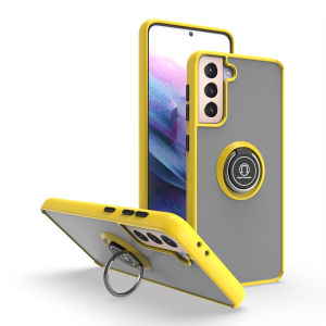 Shockproof Armor Matte Hard PC Phone Case For Samsung Galaxy S21 Ultra S21 Plus S 21 FE S21+ Magnet Ring Holder Stand Back Cover
