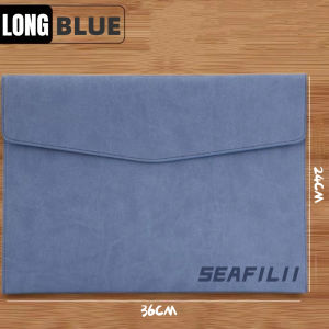 Leather Document Bag With Magnetic Button Long File Organizers Waterproof High Quality 24X36CM