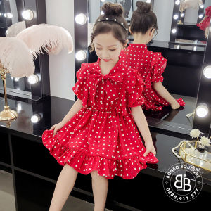 (VH08) Váy chấm bi Bé Gái Lớn 15-35kg Váy bé gái Đầm bé gái Chất liệu Lụa Hàn mềm mịn thoáng mát