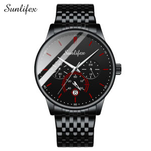 SUNLIFEX Jam Tangan Pria Tanggal Bercahaya Bisnis Santai Original Kuarsa Jam Tangan Cowok Free Box
