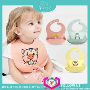 VREN Baby Silicone Bibs Adjustable Waterproof Feeding Baby Bib for Kids Boys Girls Aprons Children Eating Meal Accessories