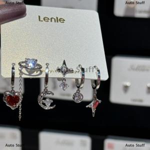 [COD] Auto Stuff 6ชิ้น เซ็ต Goth Punk วินเทจคริสตัลดวงจันทร์หัวใจจี้ไม้กางเขนดาวสำหรับผู้ชายผู้หญิง Y2K เครื่องประดับความงาม