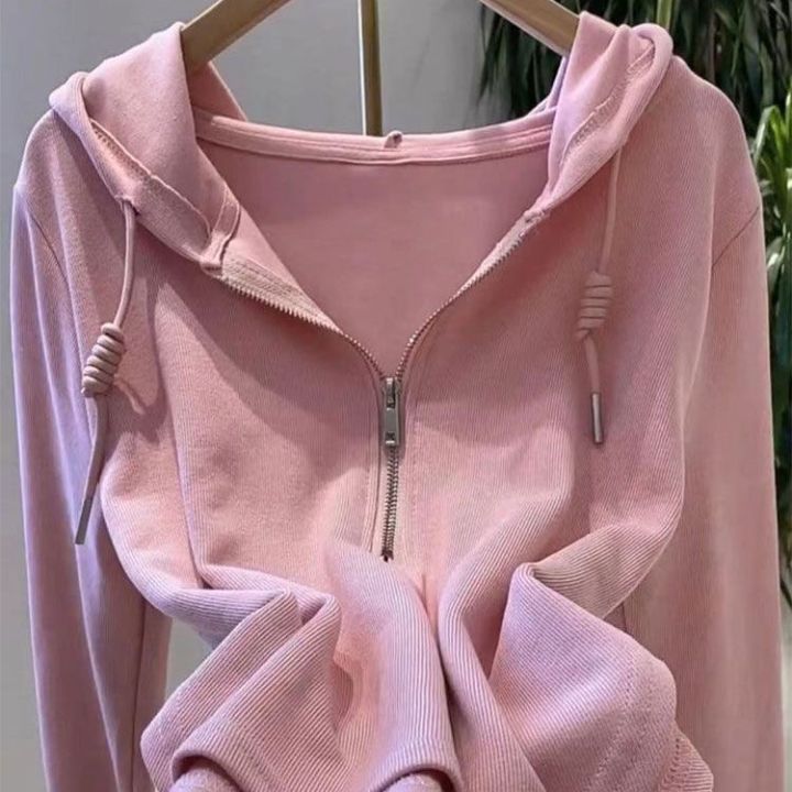 Summer Womens Zipper Hoodies Y2k Large Size Long Sleeve Hoodie For