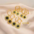 Anting Desi Hitam Vintage Romawi Permata Anting Jepit Titanium Anti Karat Korea. 