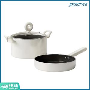 Stockpot หม้อทอดสีขาวที่ไม่เคลือบผิวทำความสะอาดชุดกระทะที่ใช้งานได้ง่าย
