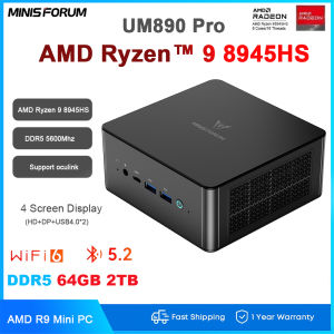 MINISFORUM UM890 Pro AMD Ryzen 9 8945HS Windows 11 DDR5 5600Mhz 32GB 512GB 2TB SSD Type-C Dual 2.5G LAN Oculink Desktop Gaming PC