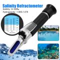 0-100‰ Salinity refractometer 1.000-1.070SG Salinity Seawater salinometer ATC refractometer Dual Scale Specific Gravity & Salt Percent. 