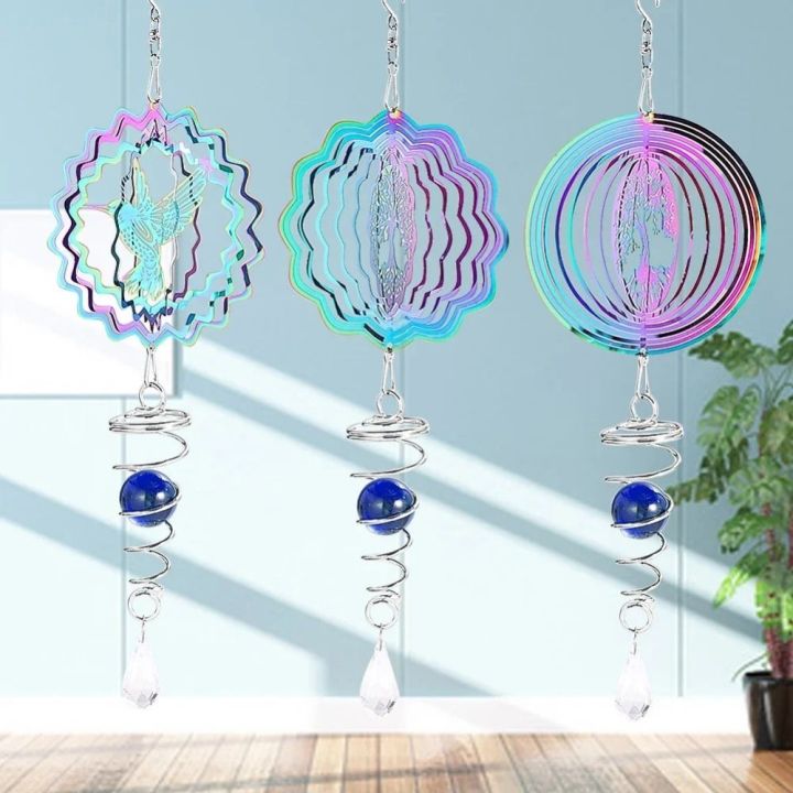 AXW9994 Spiral Ball 3D Wind Chime Swivel Hook Color Gradient Wind