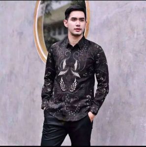 Atasan Batik Wanita Couple Kemeja Lengan Panjang Pasangan Tunik Baju Muslimah Batik Sepasang Motif E