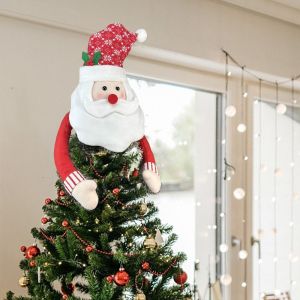 JOY Large Size Christmas Tree Top Decorations Cartoon Scarf Design Xmas Tree Ornaments Photographic Props Elk Santa Claus Doll Home Decor