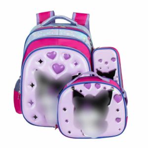 CATHERINE BAGS#9947 Korean 3d cartoon characters 3n1 set school bag for KIDS including 15inches  backpack a lunch bag and a pencil case
