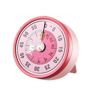 PIKASHOPWEN with Stand Visual Timer Stopwatch Alarm Clock 60-Minute Countdown Clock Cute Loud Mechanical Timer Household