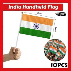 India National Flag Polyester Hand Flag String Flag National Day Celebration Handheld Flag