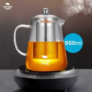 Teko Kaca dapat memasak air Panas Glass Teapot dengan Saringan infuser herbal One Two Cups