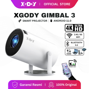 XGODY Gimbal 3 Smart Proyektor LCD Android11- 720P - Auto Keystone - Netflix - YouTube - 220 ANSI
