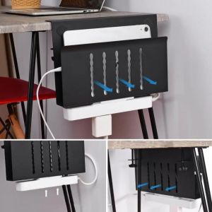 Giorgione school supplies desk organizer Adjustable Under-desk Laptop Tray No Drill Desk Mount Desk Side Storage Rack Carbon Steel Space Saving Clamp on Desk Shelf Office