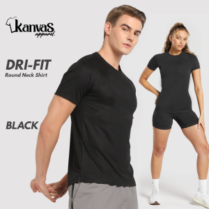 Kanvas Drifit Tshirts for Men & Women Quick-Dry Active Top Gym Sportswear Mens T-shirts Workout Clothes Plain Black