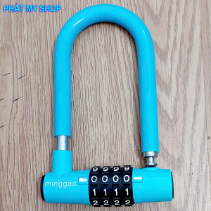 MingGao High-Quality 4-Digit Combination U-Lock in Cyan - Strong Anti-Theft Security Door Lock