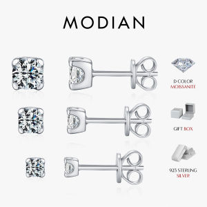 MODIAN 3MM-5MM Size D Color Moissanite 925 Sterling Silver Classic Simple Round Stud Earrings For Women Fine Stackable Jewelry2026
