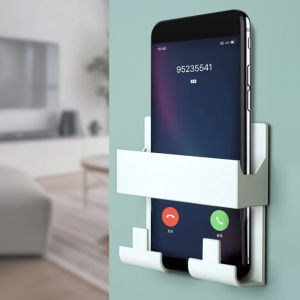 【In stock】Wall USB five-hole socket champagne gold lazy mobile phone charging holder paste creative fixed mobile phone holder with key holder