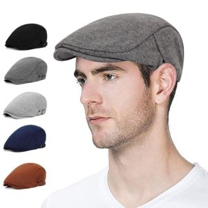 IVYAN Solid Color Vintage Berets Hat Painter Adjustable Flat Visor Cap Fashion Hip Hop Newsboy Caps Men