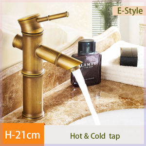 Faucet All Copper European Style Antique Retro Bamboo Single Hole Basin Counter top basin taps Under-counter basin taps Art Counter Hot And ColdFast shipping