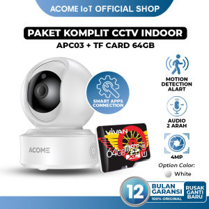 ACOME IOT Kamera CCTV APC03 + TF Card 64GB | CCTV Indoor | Full HD 1440P | 4MP | Auto Deteksi Gerak | Rotasi 360° | Audio 2 Arah | Tetap Terang dalam Mode Malam