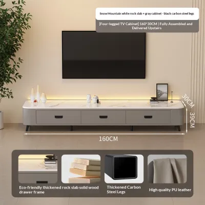 Hot Selling Sintered Stone TV Cabinet & Coffee Table Combo Light Luxury Modern Design for Living Room Space-Saving Floor Unit for Small Apartment with Free Shipping