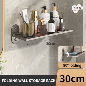 🌟SG STOCK🌟No-drill bathroom shelf foldable bathroom storage rack wall-mounted bathroom organizer toilet partition shelf