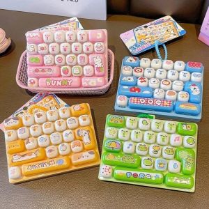 26 Grid Keyboard Keycap Clicker Anti Stress Fidget Keyboard Keychain Decompression Button Cartoon Hand Relax Party Favor Gift