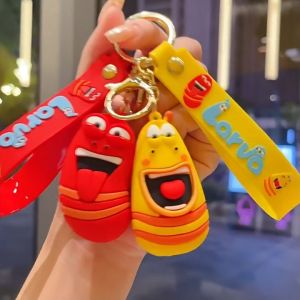 Cute Funny And Hilarious Bug Larva Keychains Student Schoolbag Pendants Cartoon Figurines And Keyrings