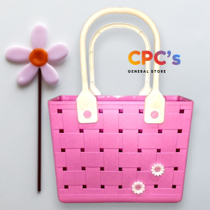 Pink Chic Plastic Handbags Collection/Japanese Style Toys Clothes Hamper Laundry Organizer Bin Handbag/Grocery Bag/Picnic Shipping Hand Bag/ Beach Bag/Chic Accessory For Fashion Enthusiasts/Tote Bag/Jelly Casual Handbag For Travel Daily Outings
